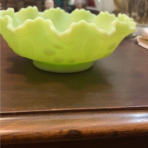 Fenton "Persian Medallion" Satin Uranium Glass Bowl and Candy Dish
